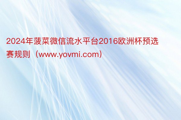 2024年菠菜微信流水平台2016欧洲杯预选赛规则（www.yovmi.com）